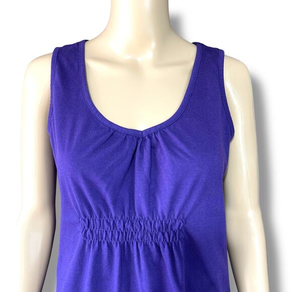 Basic Editions Womens Tank Top Pullover Smocked Empire Waist Purple Small - Picture 2 of 9